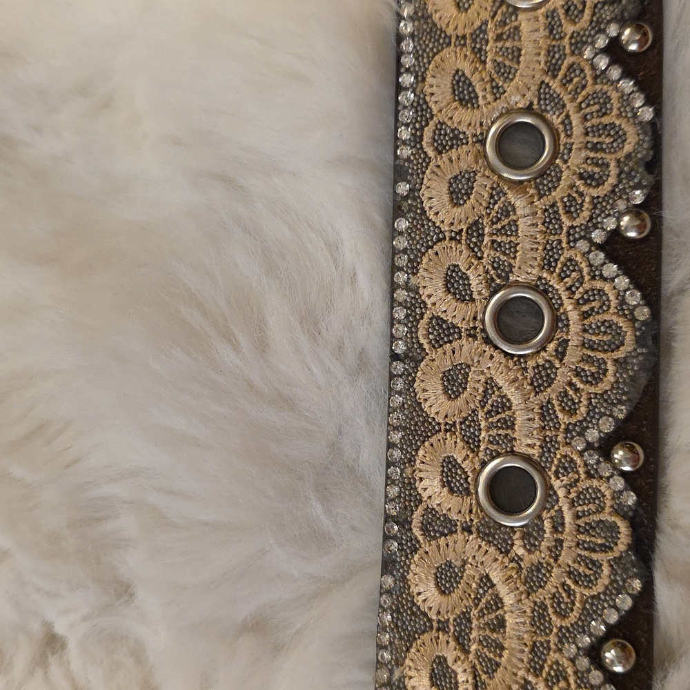 Angel Ranch Western Silver Rhinestone Lace Scalloped Feminine Belt Womens S - Picture 11 of 13
